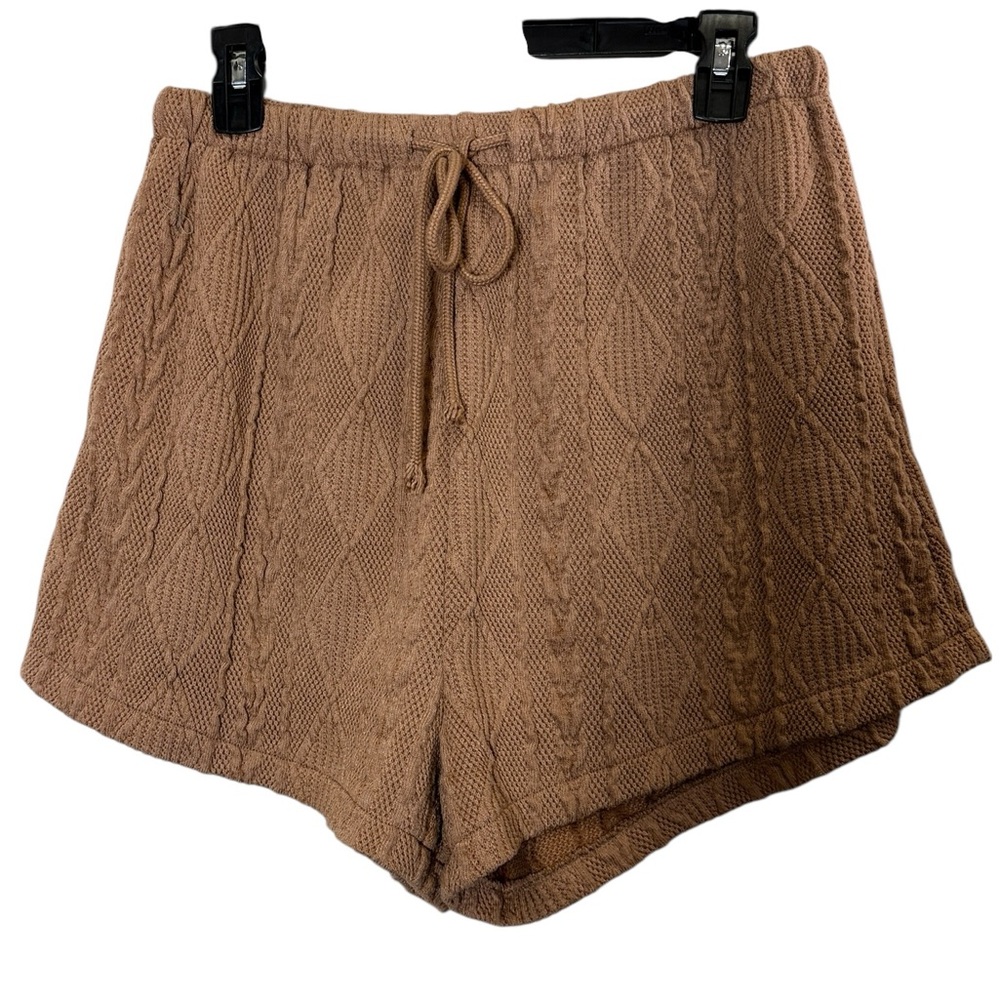 Sabo Australia Women’s Cozy Cable Knit Tan Beach Lounge Shorts Sz M
